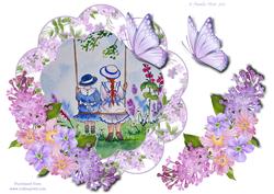 Playing on the Swing with My Best Friend with Floral Frame