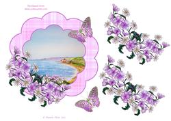 Sea View with Floral Frame and Decoupage