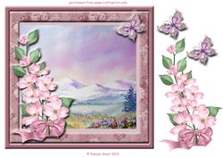 8 x 8 Alpine Meadow with Floral Frame and Butterflies