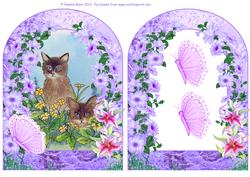 2 Cats by the Archway with Butterflies Topper