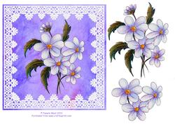 8x8 Blue Daisies with Decoupage Topper