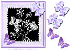 8x8 Black and White Butterflies with Lilac Bow