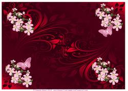 Red Scrolls and Apple Blossom Backing Sheet