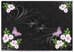 Black Scrolls and Wild Roses Backing Paper