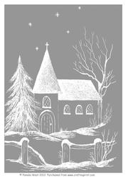 Church in Snow A4 Background