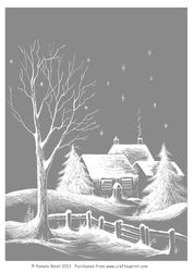 A4 Cottages in Snow Background Sheet