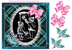 8x8 Posting a Letter with Tartan and Lace Decoupage