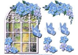 Over the Edge Window Card with Bluebell Wood & Forget Me Not