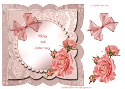 Pearl (30th) Wedding Anniversary Card Front with Decoupage