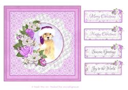 8x8 Christmas Santa Puppy with Decoupage