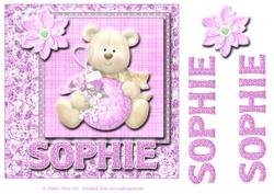8x8 Baby's Christmas Name Card Sophie with Decoupage