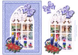 Church Window with Snow Scene Decoupage Topper