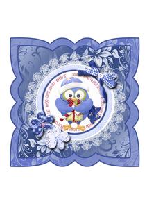 Its a Blue Blue Christmas Mini Kit with Owls and Decoupage