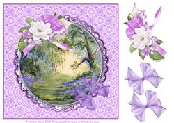 8x8 Square Frame Card Bluebell Wood with Decoupage
