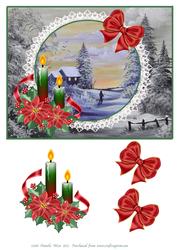 Christmas Winter Scene with Candles and Bows
