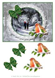 Black and White Christmas with Robin and Bows