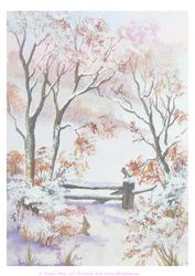 A4 Robin on the Fence Watercolour Background Paper