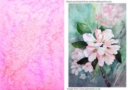 Apple Blossom Watercolour Topper and Watercolour Background