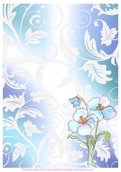 Blue Poppy and Lace Watercolour Backgroundl