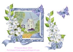 Windmill and Butterflies Decoupage Topper