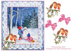 Building a Snowman with Decoupage Robins