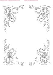 Art Nouveau Lilies Corners Digital Stamps