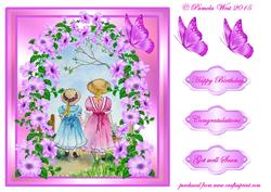 Spring Walk with Archway and Butterflies