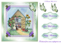 The Garden Shed with Butterflies Decoupage