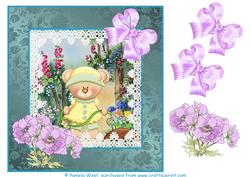 Bear Watering the Garden with Decoupage