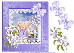 Katie in Her Garden. Decoupage Sheet with Flowers and Bows