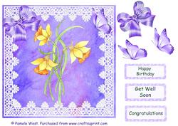 8x8 Daffodils with Sentiments and Decoupage