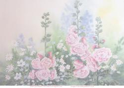 Watercolour Hollyhocks and Daisies Vellum