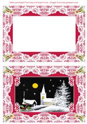 Winter Snowscene with Lace Border and Winter Rose