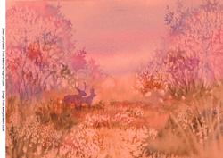 Deer in the Woods Watercolour Background