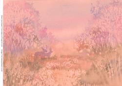 Deer in Woods Watercolour Vellum