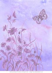 Purple Flowers and Butterfly Watercolour Vellum