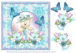 Cute Bear with Floral Decoupage Topper