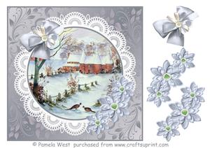 8x8 Oast Houses in Snow Mini Kit with Decoupage