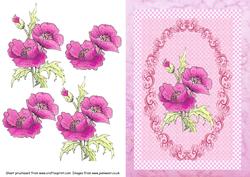 Pink Poppy Decoupage Card