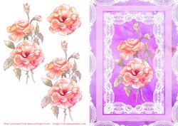 Pink Rose Decoupage Card