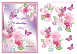 On Your Wedding day card topper with flowers and butterflies