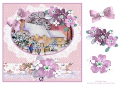 8x8 Winter cottages with floral decoupage
