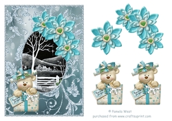 Especially for you. Black and white scene with Bear decoupage