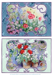 2 A5 card watercolour toppers Field Flowers and Pots of Geranuims