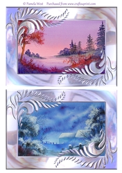 2 A5 Toppers. Pink Dawn and Midnight Snow. All occasion cards