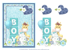 A5 New Baby Boy Giraffe card topper mini kit