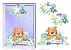 A5 New Baby Boy Tiger card topper mini kit