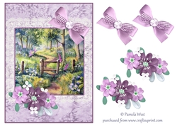 A5 card topper Woods in Summer with floral decoupage