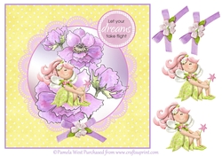 8x8 Fairy floral card topper with decoupage. Let your dreams take flight