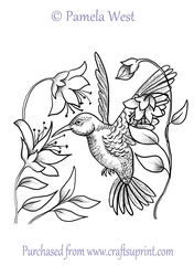 HUmmingbird and Flowers Digital Stamps, Digi Stamp. Colouring Page. Coloring Sheet